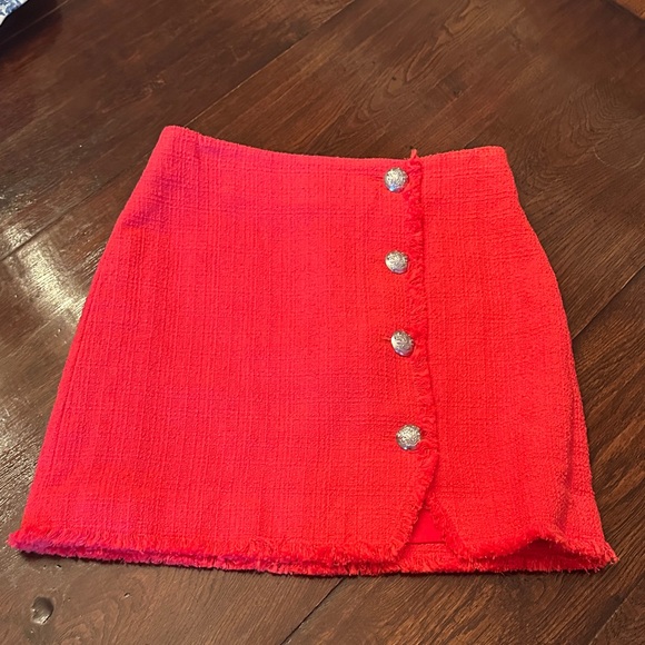 Veronica Beard Dresses & Skirts - Veronica Beard Vibrant Red/Watermelon Skirt with Silver Buttons